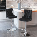 Swivel Velvet Barstools with Backs, Set of 2, Black K490269