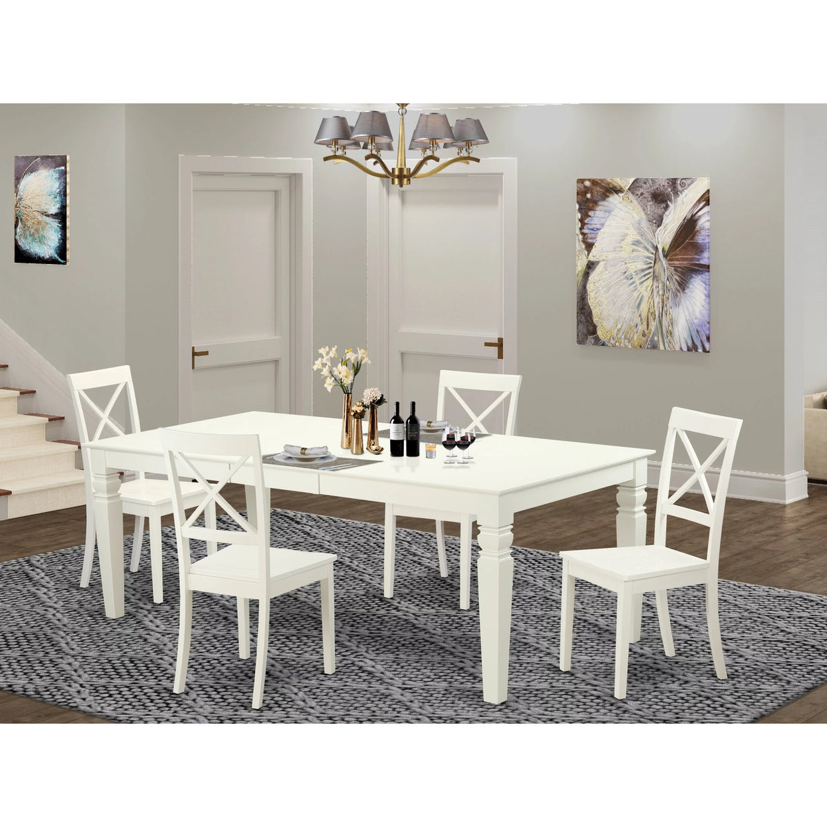Rectangle Wooden Table and Dining Chairs V3646