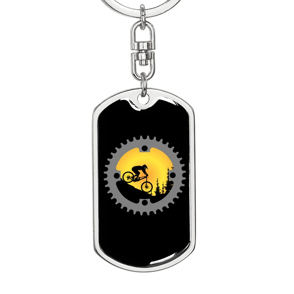 Stainless Steel or 18k Gold Swivel Dog Tag Keychain V227