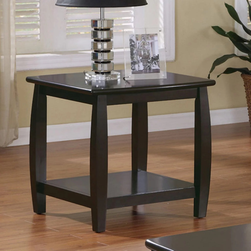 Square End Table with Bottom Shelf Espresso D9853