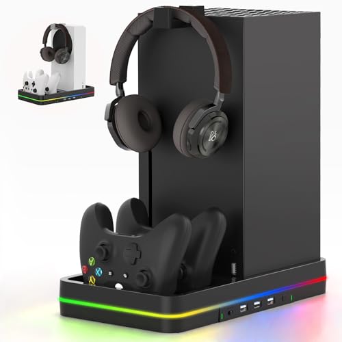 Dual Cooling Fan and Cooling Stand for Xbox Series X/S Console with RGB LED Light & 3 USB Ports O50769