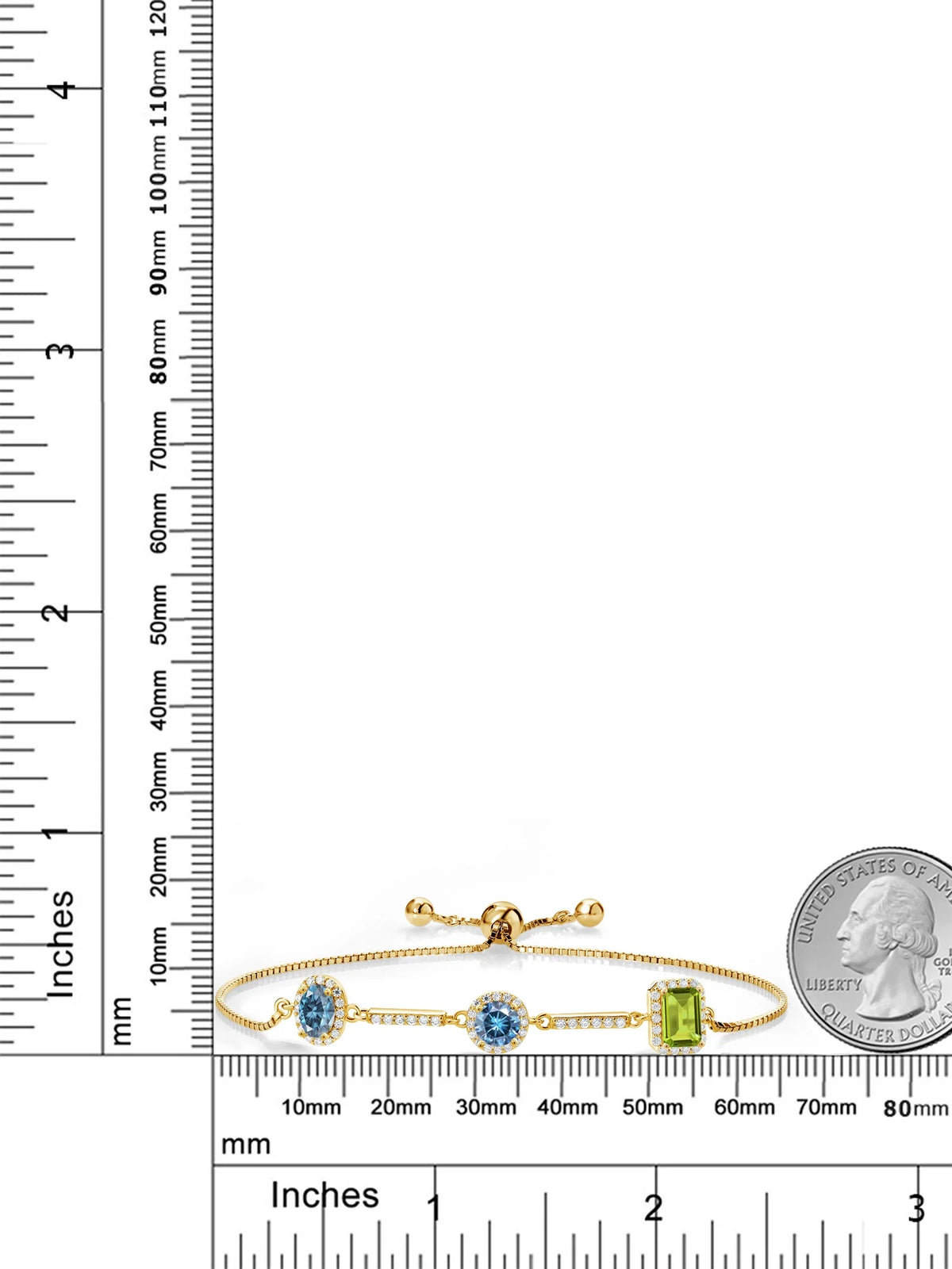 18K Yellow Gold Plated Silver Bracelet Persian Blue Moissanite (1.55 Cttw) K459