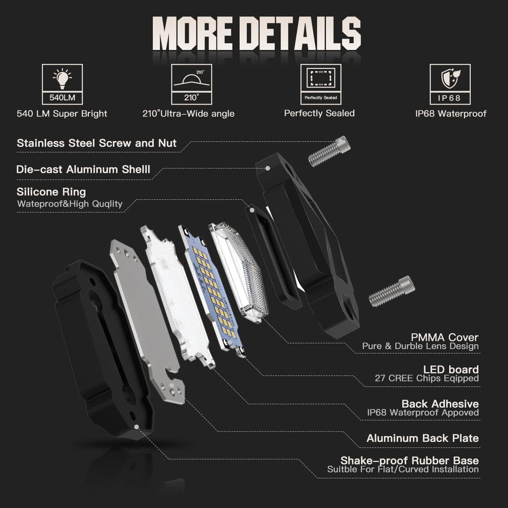 White LED Rock Lights 16PCS V602