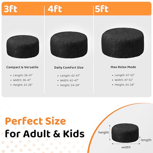 5FT Grey Memory Foam Bean Bag Chair with Plush Cover C64161