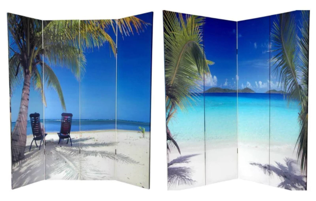 6 ft. Tall Double Sided Ocean Canvas Room Divider X1580