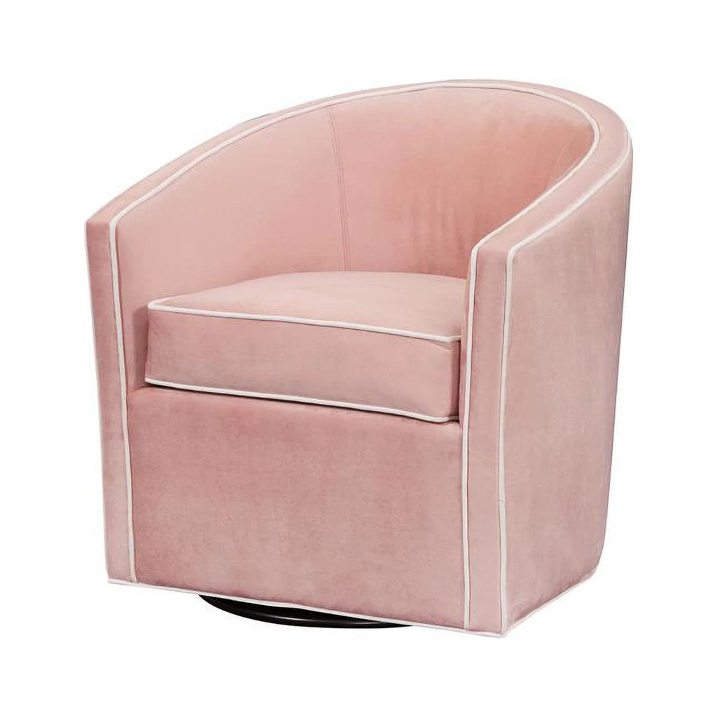 Pink Finish Blush Velvet Swivel Accent Chair L250