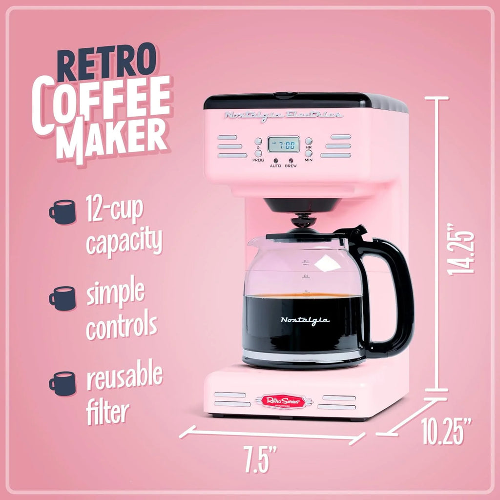 Red 12-Cup Programmable Retro Coffee Maker R29572