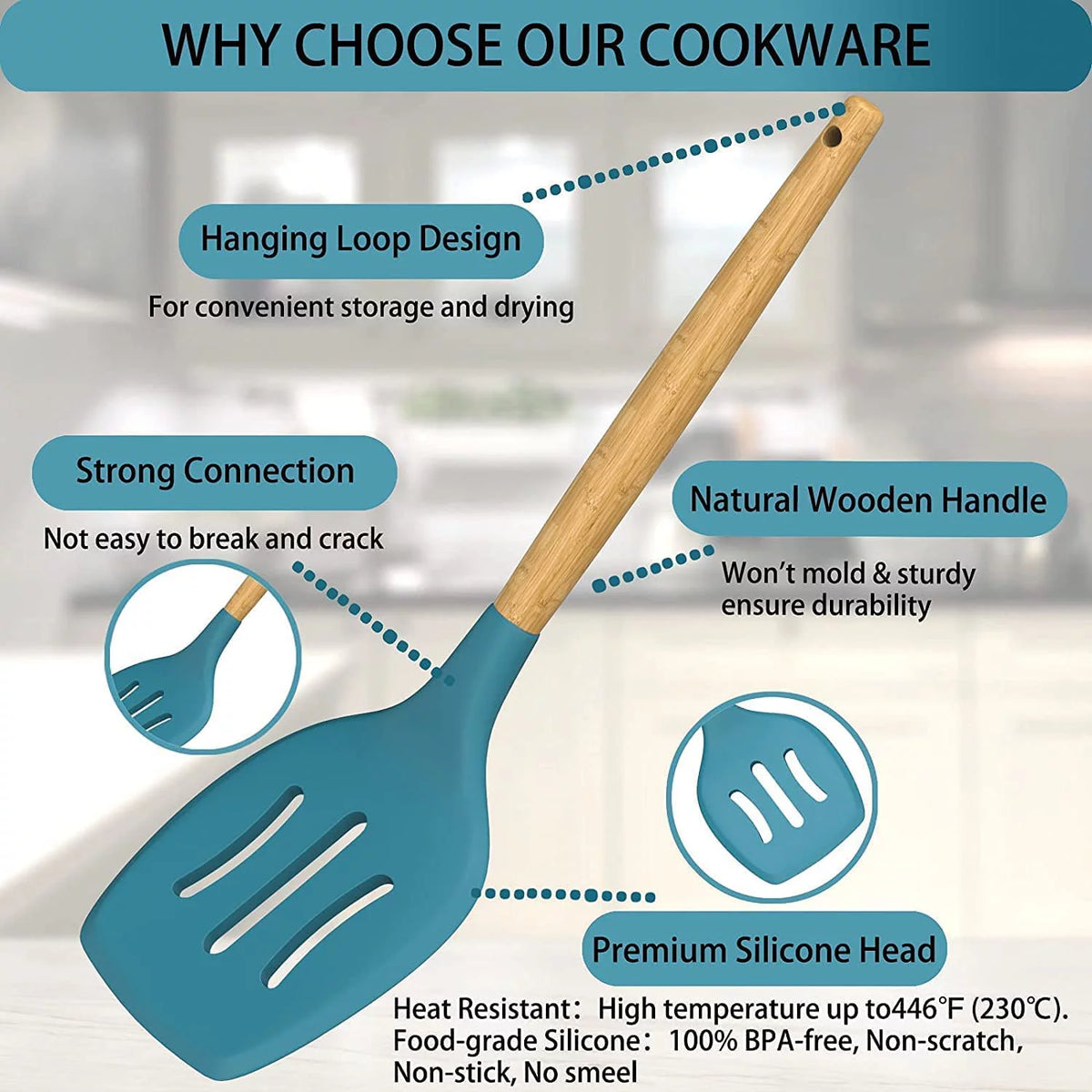 15 Piece Blue Silicone Cooking Set S328