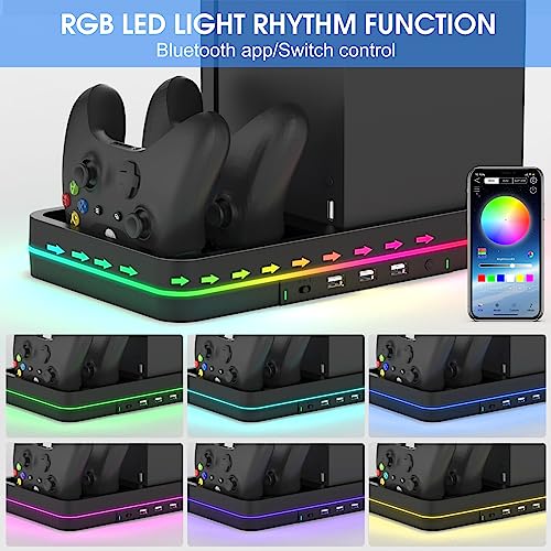 Dual Cooling Fan and Cooling Stand for Xbox Series X/S Console with RGB LED Light & 3 USB Ports O50769
