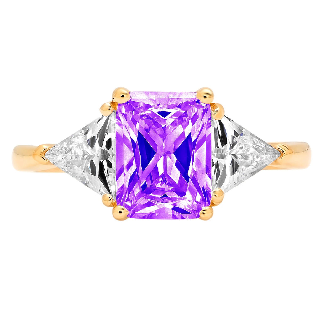 18k Yellow Gold 3 Stone Amethyst Ring X450025