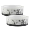 White Marble Pet Bowl Set of 2 Q756