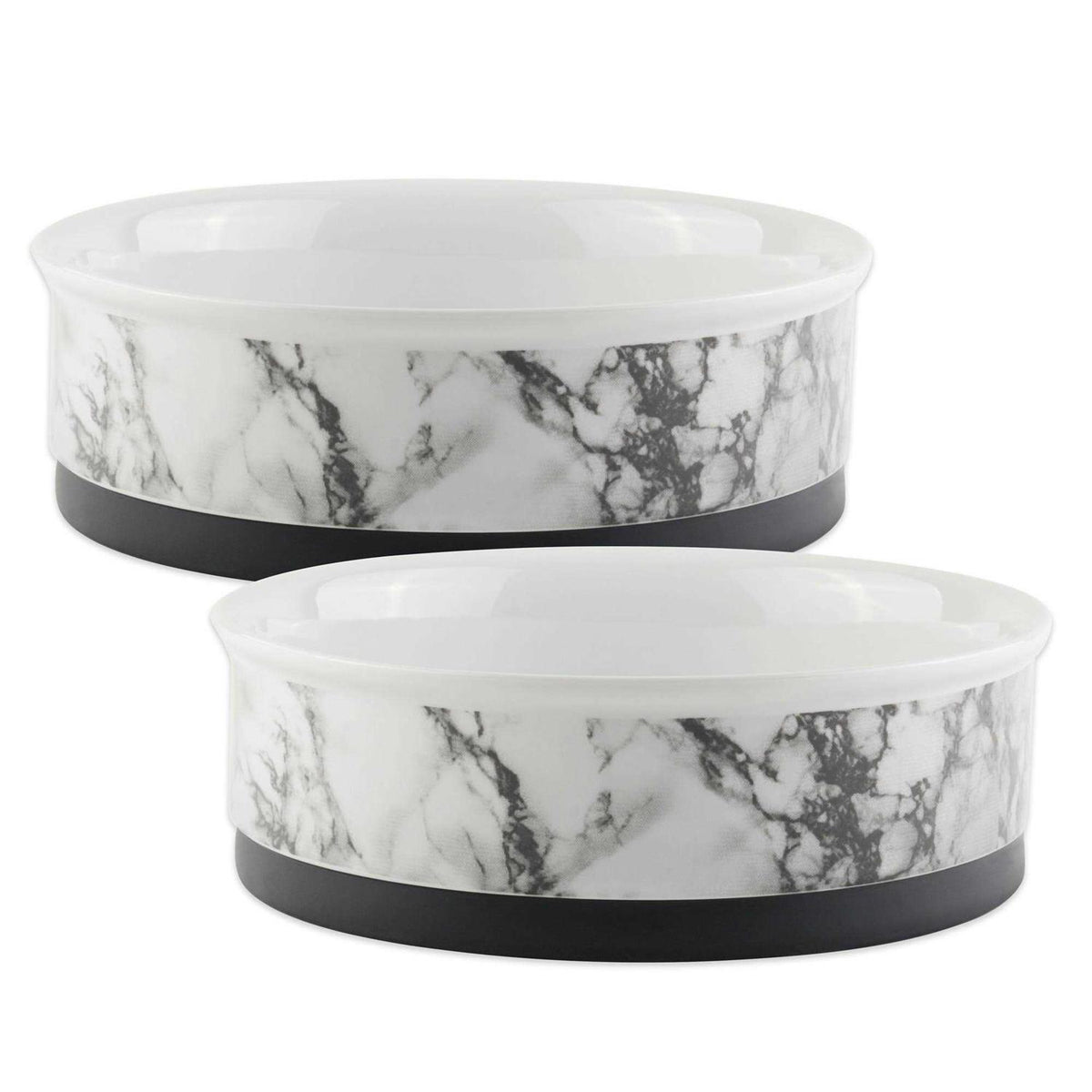 White Marble Pet Bowl Set of 2 Q756