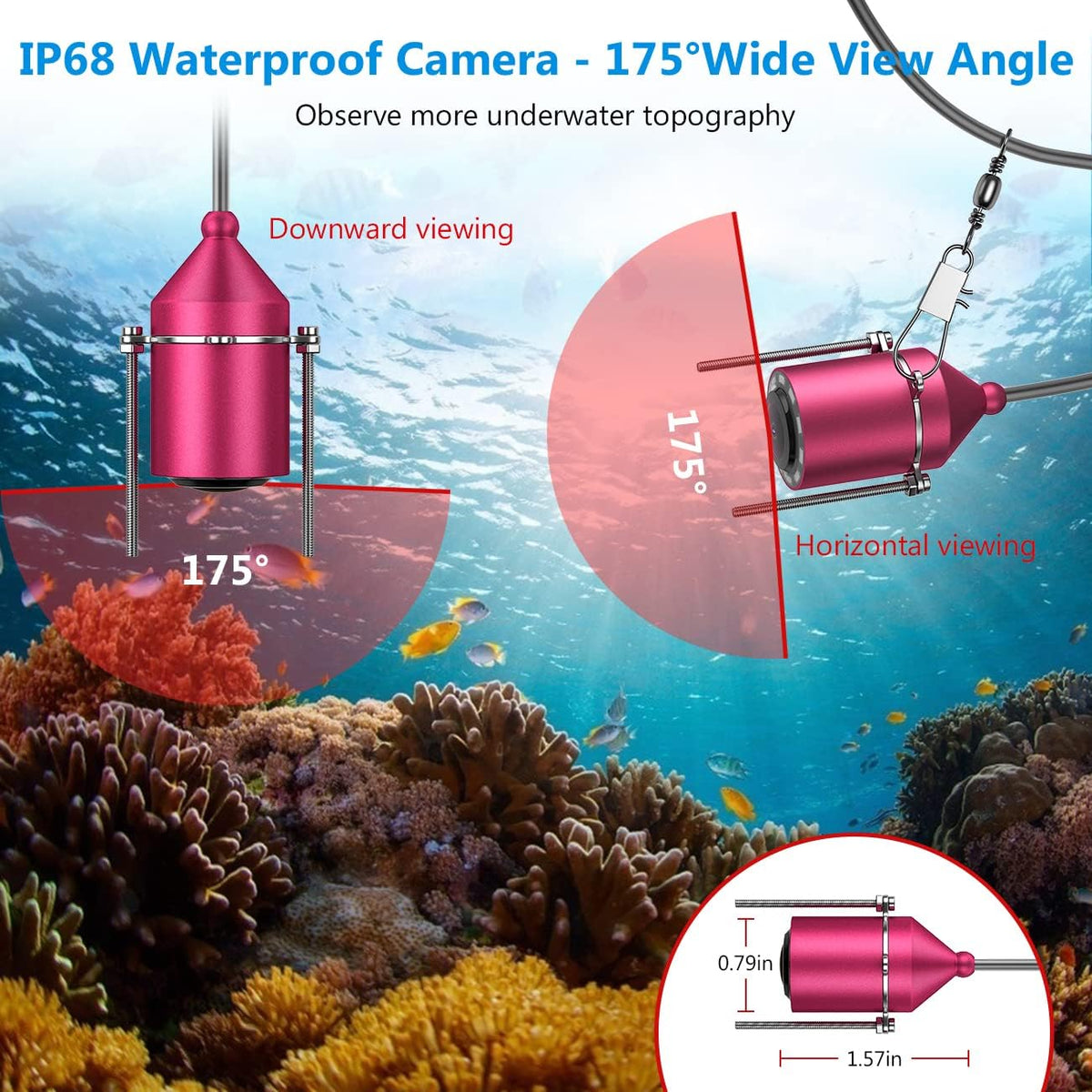 4.3 inch HD 1000TVL Color Monitor Ice Fishing Camera with 30m Cable B130