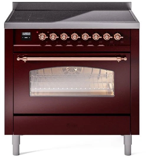 36 Induction Range with Electric Oven in Burgundy I539
