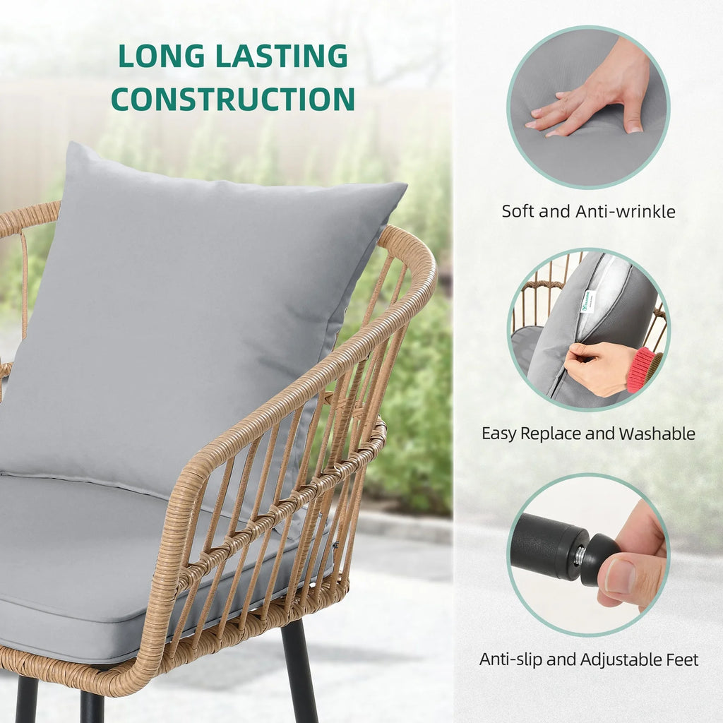 Gray 4 Piece Wicker Patio Furniture Set with Cushions G91669