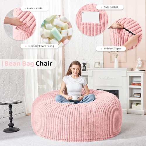 5FT Grey Memory Foam Bean Bag Chair with Plush Cover C64161