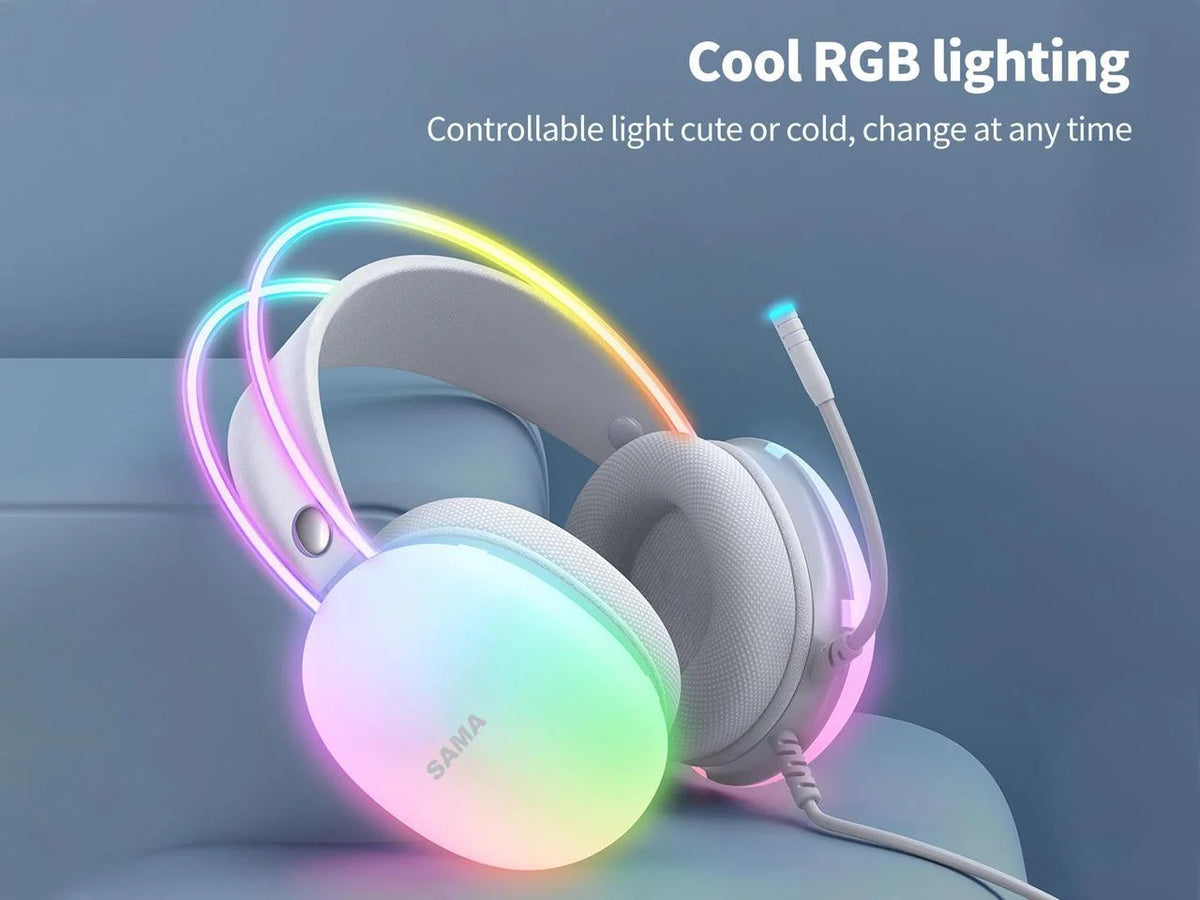 White Wired Gaming Headphone with 7.1 Surround Sound E919