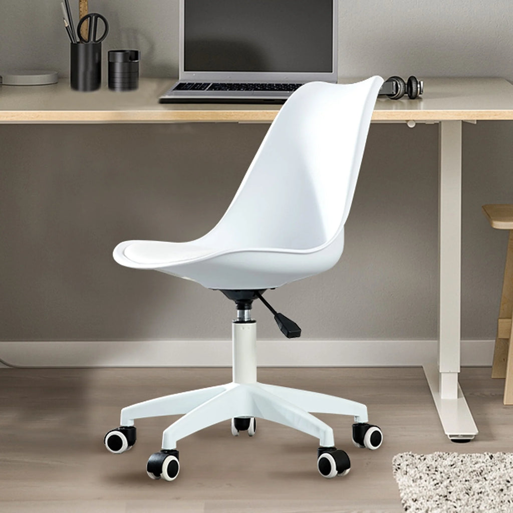 White Artificial Leather Swivel Computer Chair D84544