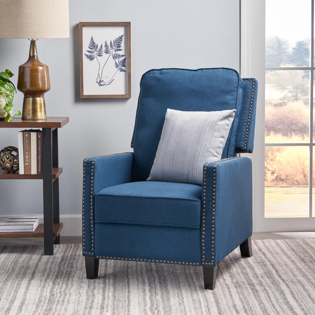 Navy Blue Fabric Recliner K4908