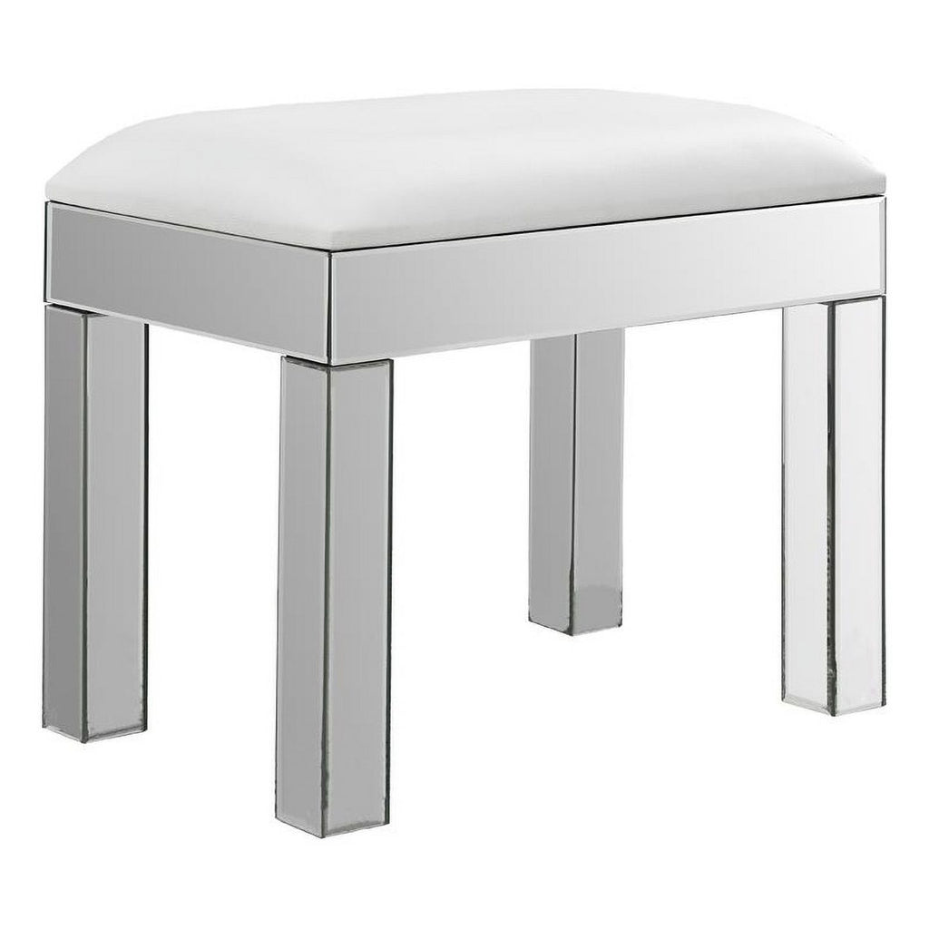 White Upholstered Vanity Stool B79216