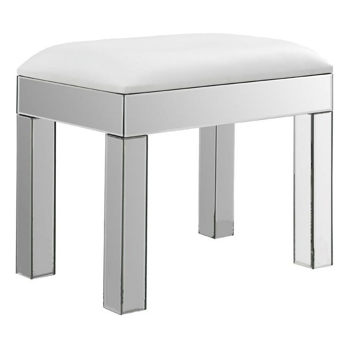 White Upholstered Vanity Stool B79216