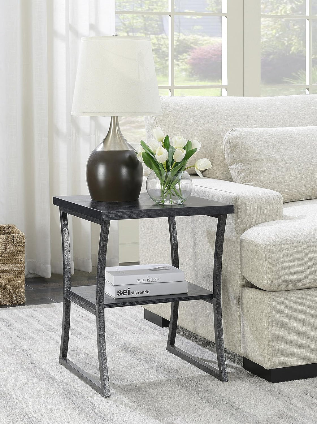Faux Birch White Frame End Table Pack of 2 H9791