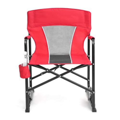 Portable Folding Rocking Camping Chair with Drink Holder, 250 lbs Capacity (Blue) L820124
