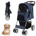 Foldable 4-Wheel Pet Stroller with Storage Basket O783