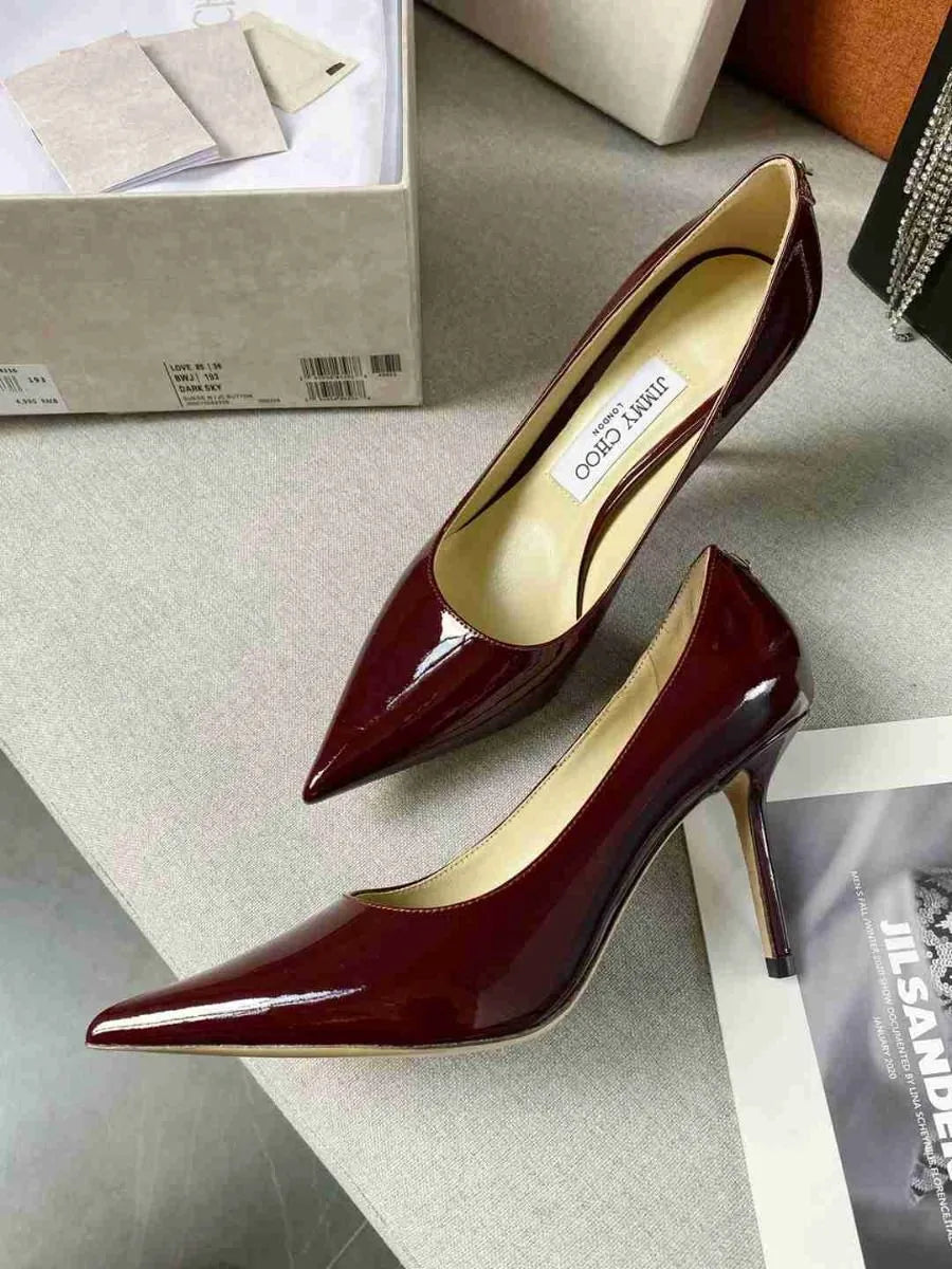 Burgundy Calf Leather Pumps F2156