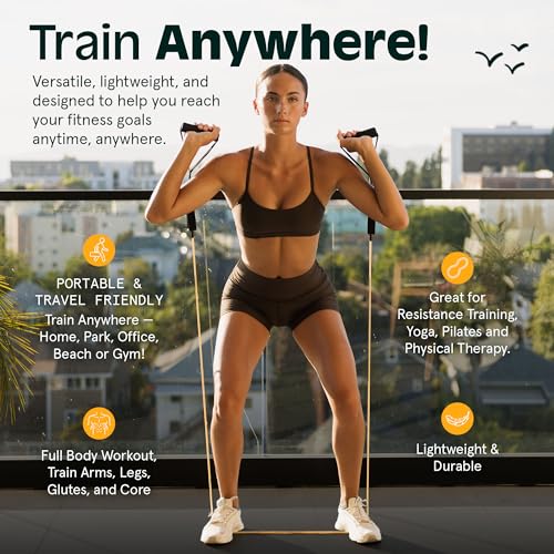 Resistance Bands Set 5pc with Handles, Door Anchor, Carry Bag R2443