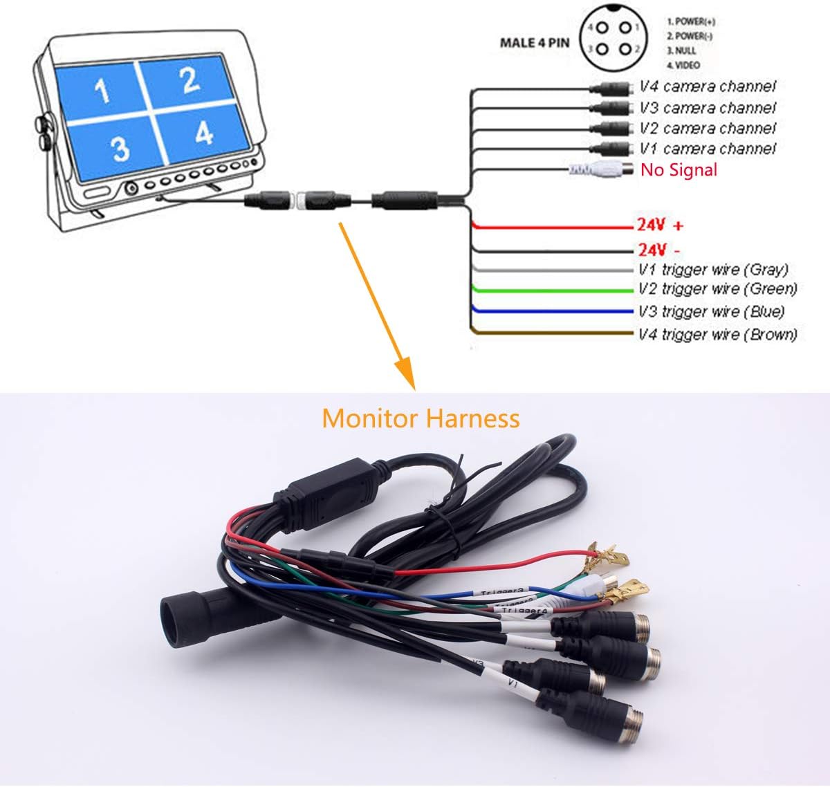 Heavy Vehicle Safety Camera System 9 inch Monitor with Quad Split Screen G926923