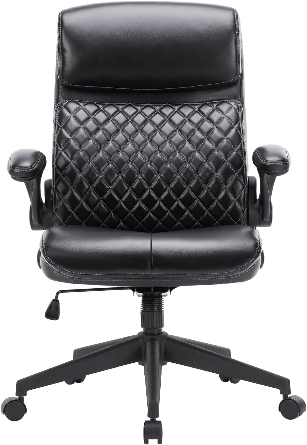 Black Leather High Back Executive Office Chair with Padded Flip-up Arms V1592
