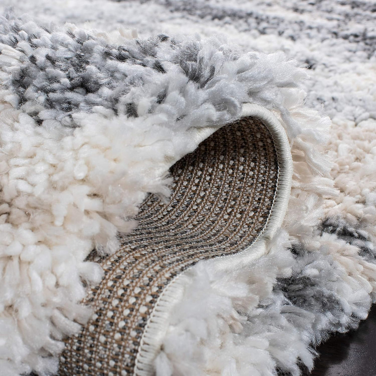 Grey & Ivory 8' x 10' Shag Area Rug F1906