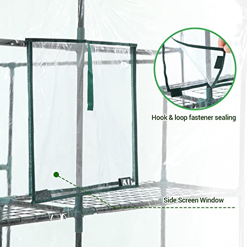 Plastic Greenhouse with Improved Transparent PVC Cover, 3 Tiers 12 Shelves D949248