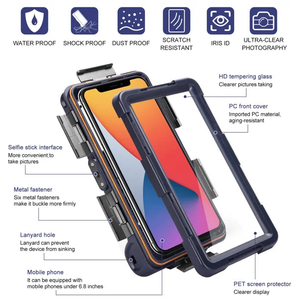 Waterproof Protective Case for Phones Up to 6.9 Inch with Lanyard G4117