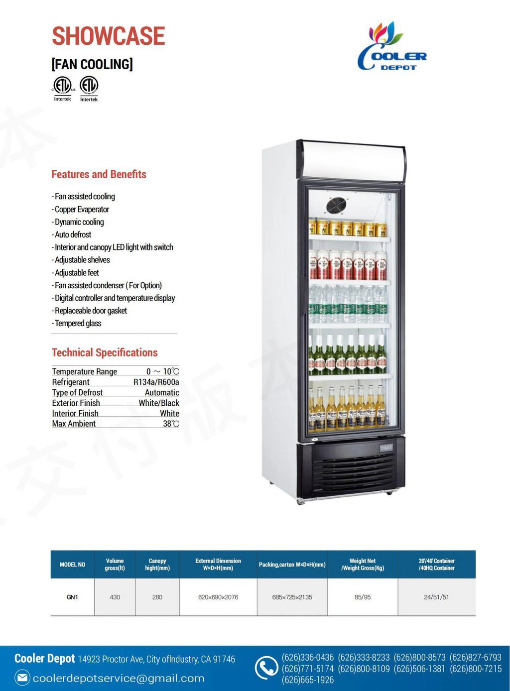 NSF Drink Beverage glass door refrigerator 15.2 cu ft P907268