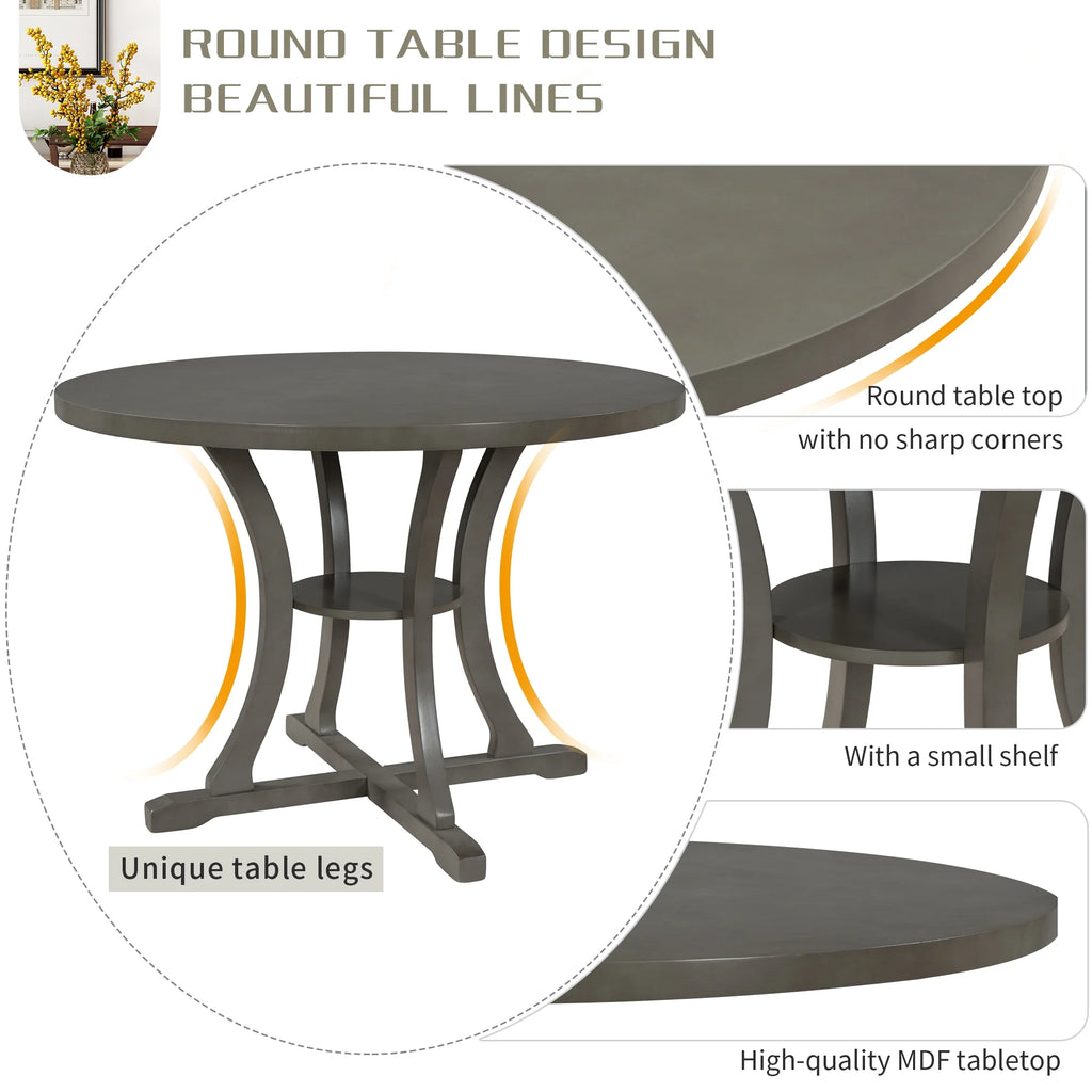 Antique Gray 5 Piece Wooden Dining Table and Chairs Set C64310