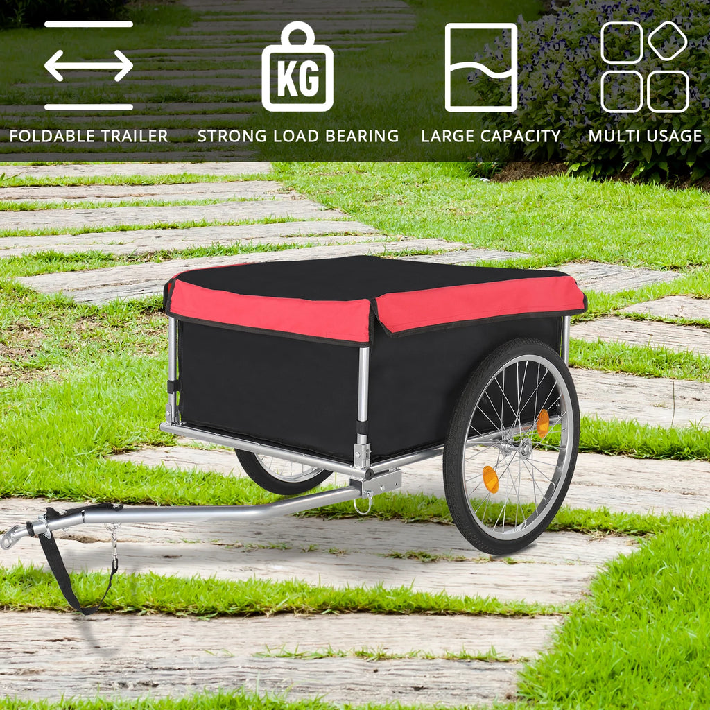 Foldable Bike Cargo Trailer with 20" Wheel & Waterproof Cover Y59059