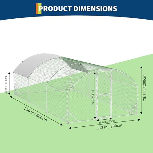 Heavy Duty Walk-in Chicken Coop Metal Poultry Cage with Waterproof UV Cover L526817