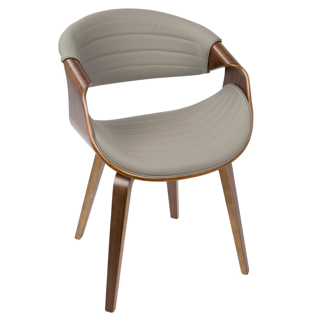 Walnut Wood and Grey Faux Leather Dining Chair X367