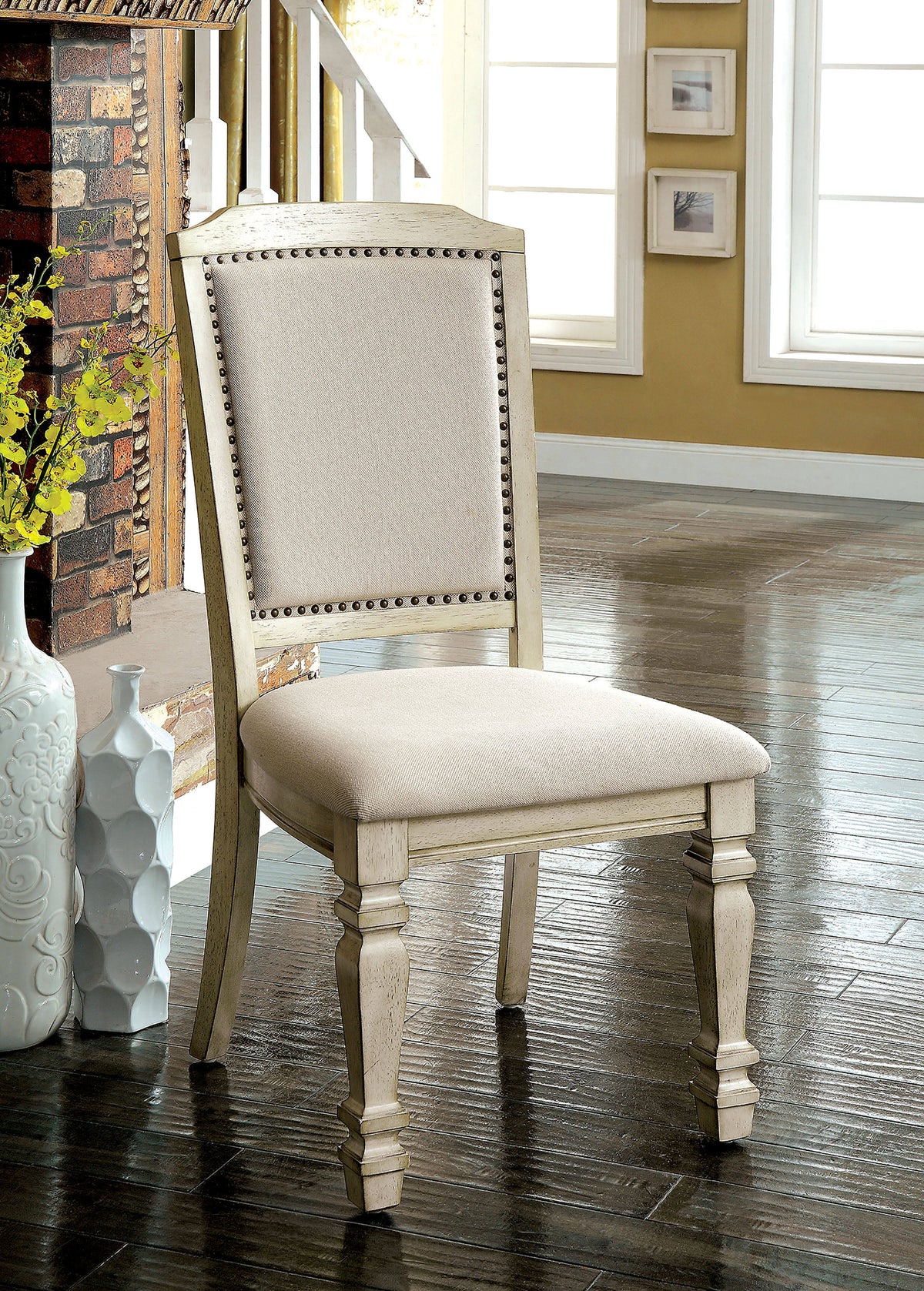 Antique White Side Chair Set of 2 H8066