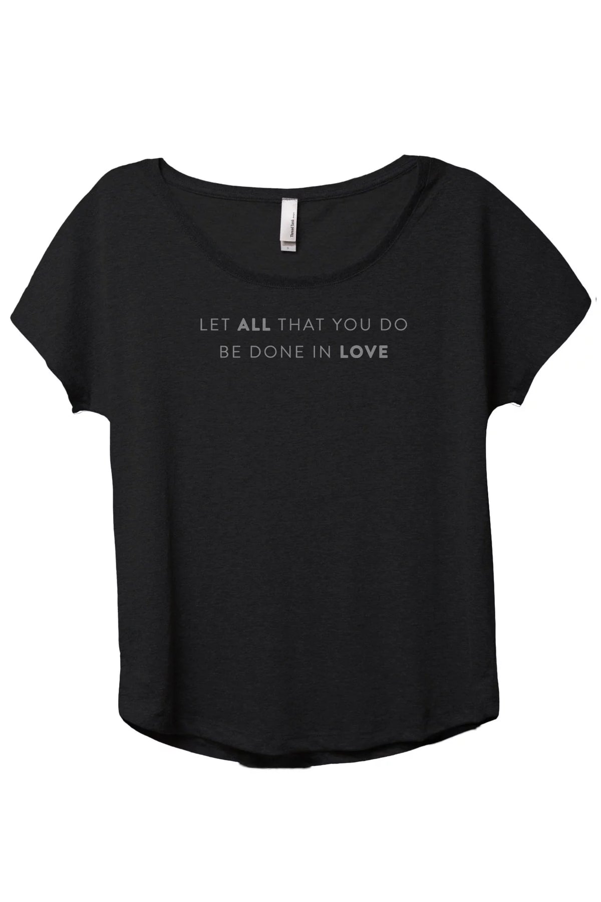 Women's Slouchy Dolman T-Shirt Tee Heather Black Small I95445