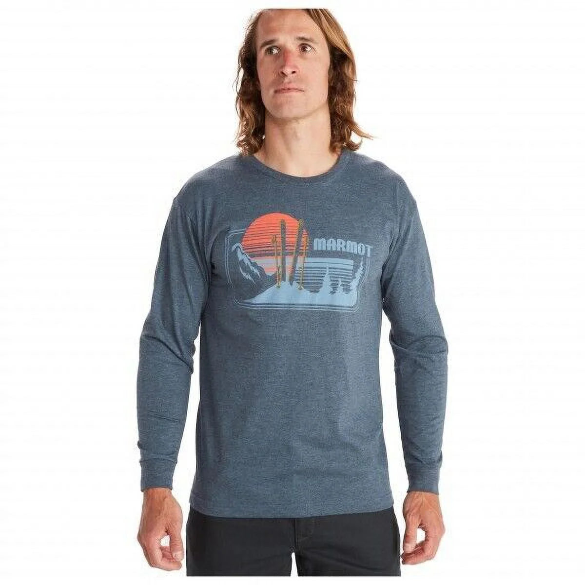 Navy Heather Men's Long Sleeve Graphic T Shirt F52545
