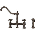 Oil Rubbed Bronze Bridge Faucet with Cross Handles and Side Spray W317