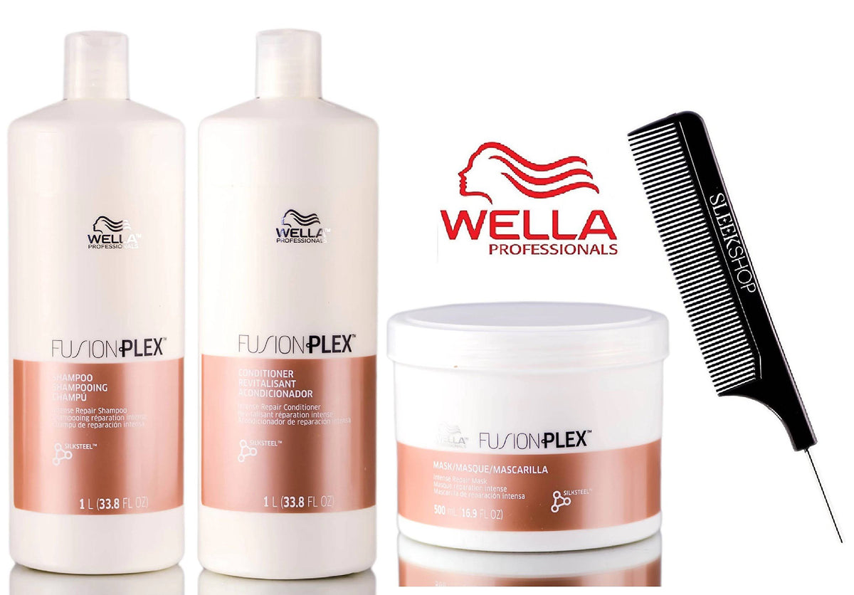 Fusion Plex Intense Repair Shampoo & Conditioner Set with Sleek Steel Pin Tail Comb Z9751