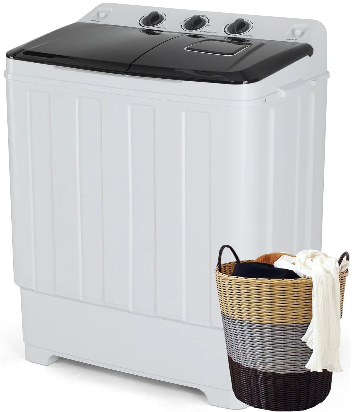 Portable 30LBS Twin Tub Mini Compact Laundry Washer Spinner Combo White Gray P18561