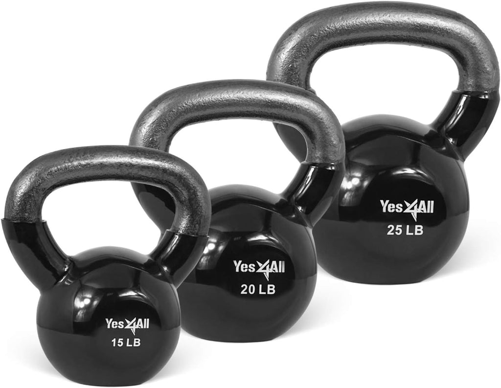 Vinyl Coated Kettlebell Set of 2, 25, 30, 35, 45, 60, 70, 105 lbs W296860