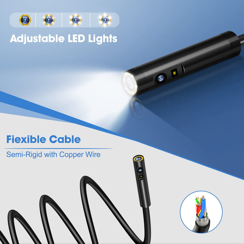 Triple Lens Endoscope Camera with 32GB Card, 16.5ft Semi-Rigid Cable K534145