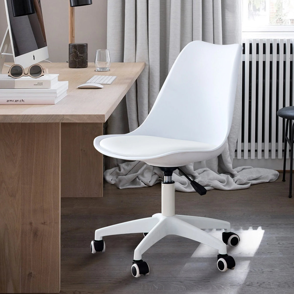 White Artificial Leather Swivel Computer Chair D84544