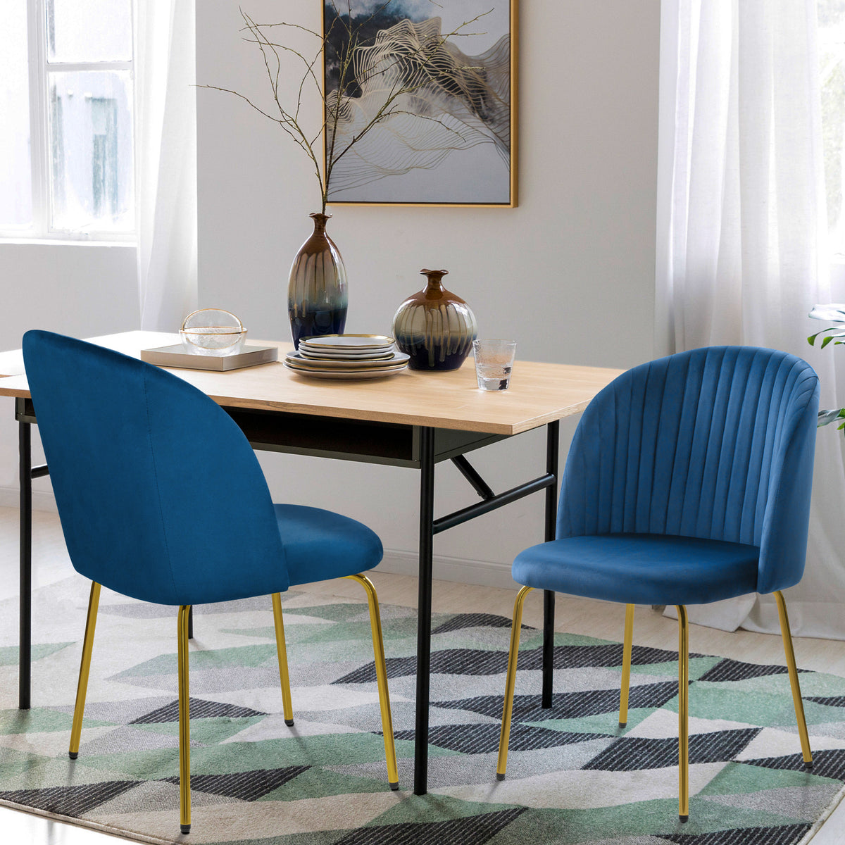 Blue Velvet Dining Chairs Set of 2 X475181